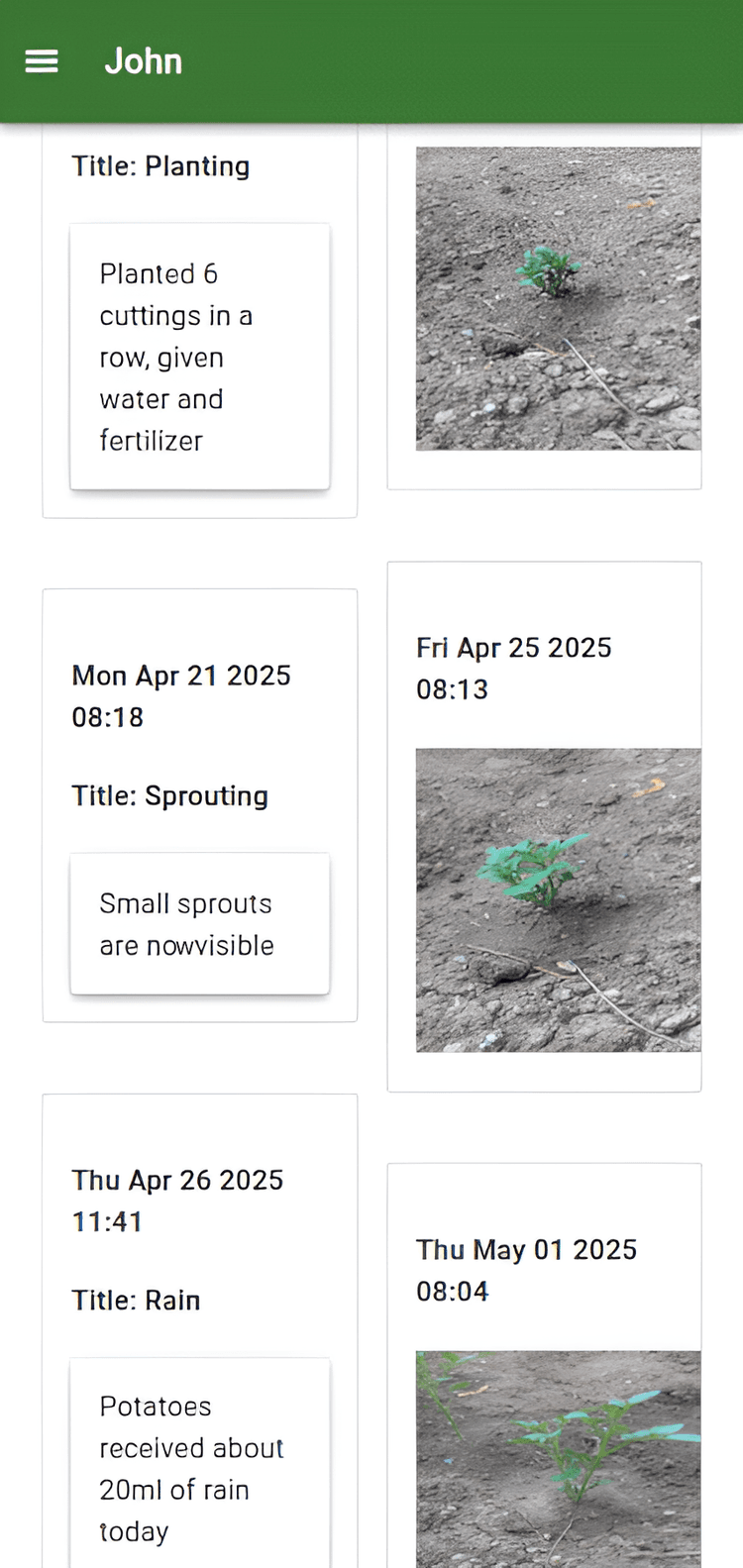 notes describing plant growth